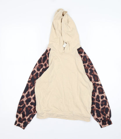 Shein  Girls Multicoloured Animal Print Cotton Pullover Hoodie Size 8 Years