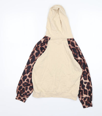 Shein  Girls Multicoloured Animal Print Cotton Pullover Hoodie Size 8 Years