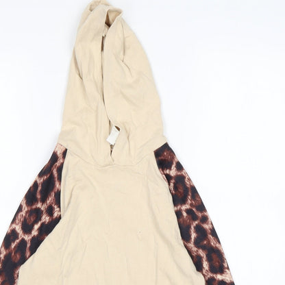 Shein  Girls Multicoloured Animal Print Cotton Pullover Hoodie Size 8 Years