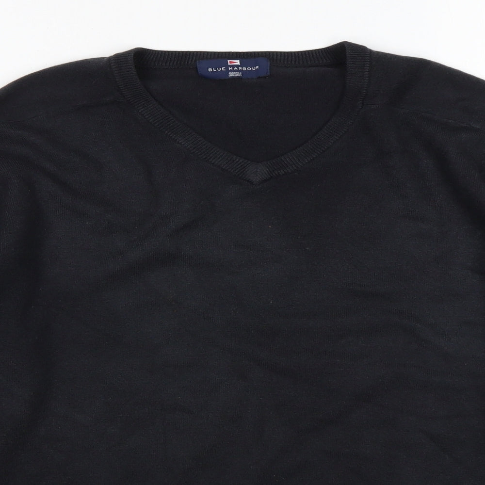 M&S Mens Blue V-Neck  Acrylic Pullover Jumper Size M