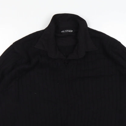 M&S Mens Black Collared  Viscose Pullover Jumper Size XL