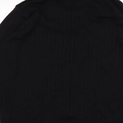 M&S Mens Black Collared  Viscose Pullover Jumper Size XL