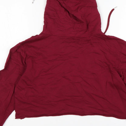 Brand and care label for Select women’s purple cotton pullover hoodie, size M, - cropped