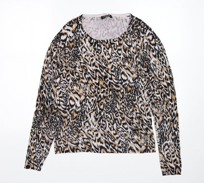 Christina  Womens Multicoloured Round Neck Animal Print Viscose Pullover Jumper Size L
