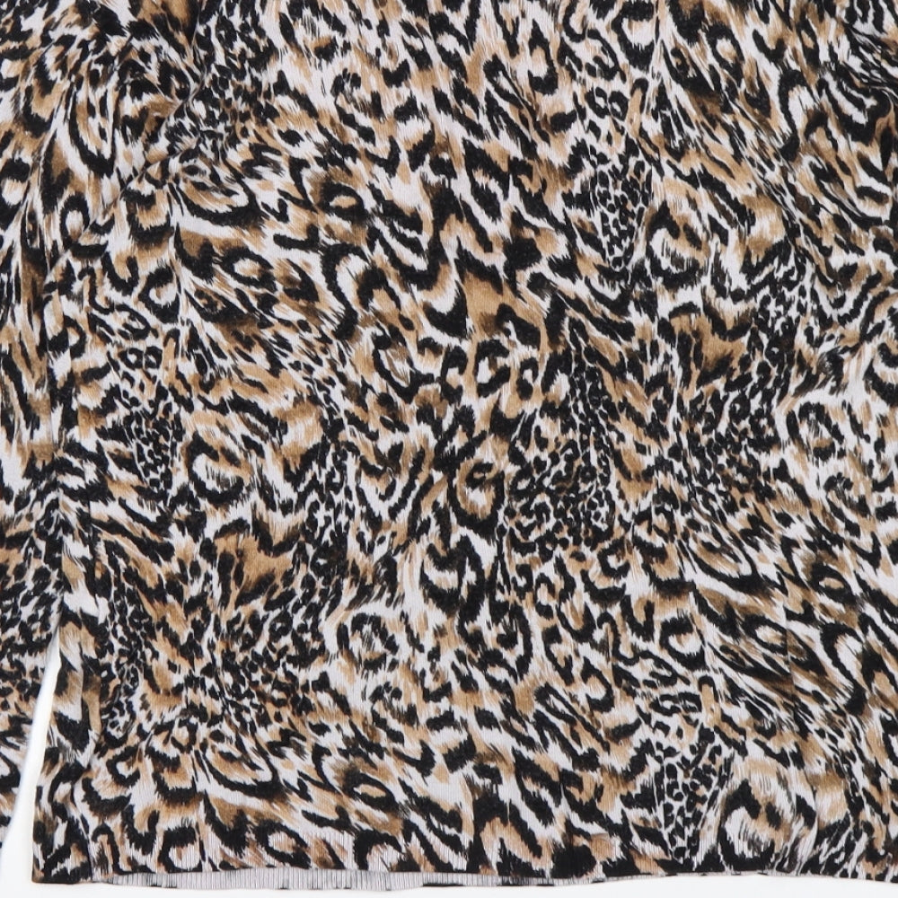 Christina  Womens Multicoloured Round Neck Animal Print Viscose Pullover Jumper Size L