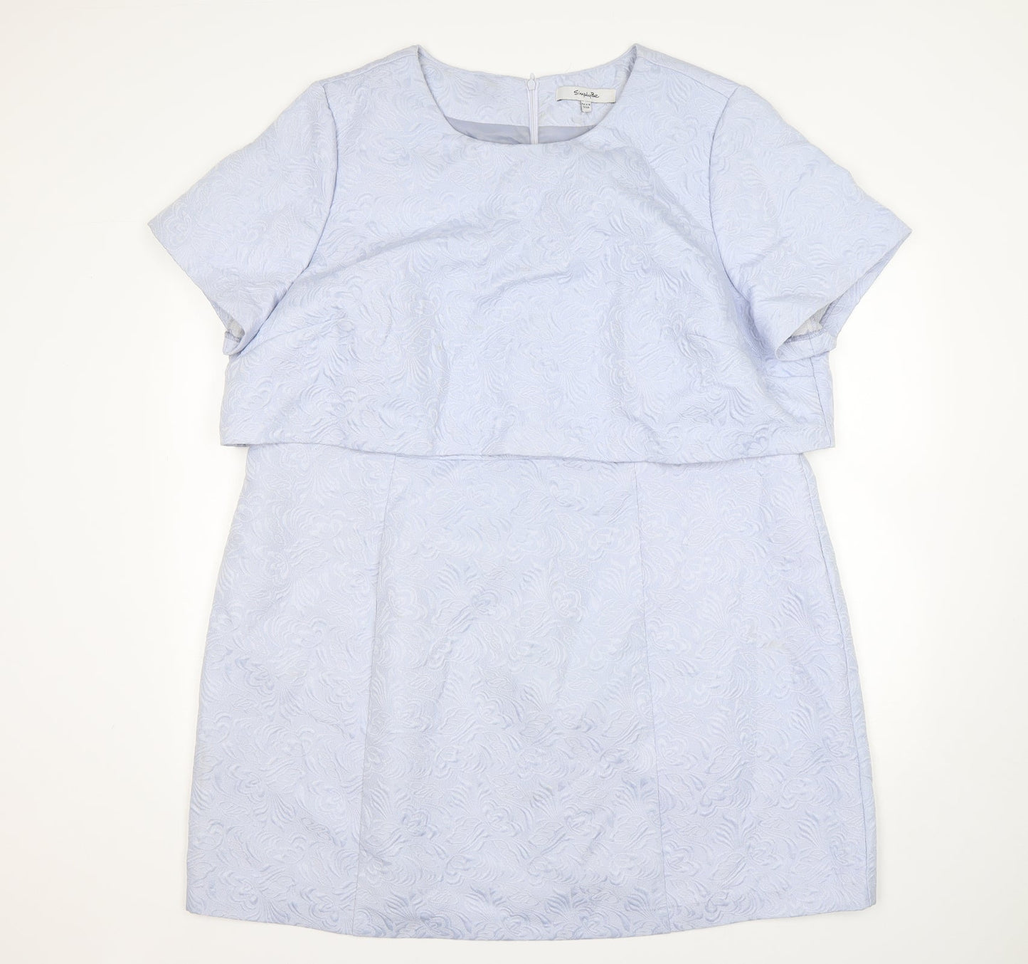 Simply Be  Womens Blue Floral Polyester A-Line  Size 16  Round Neck