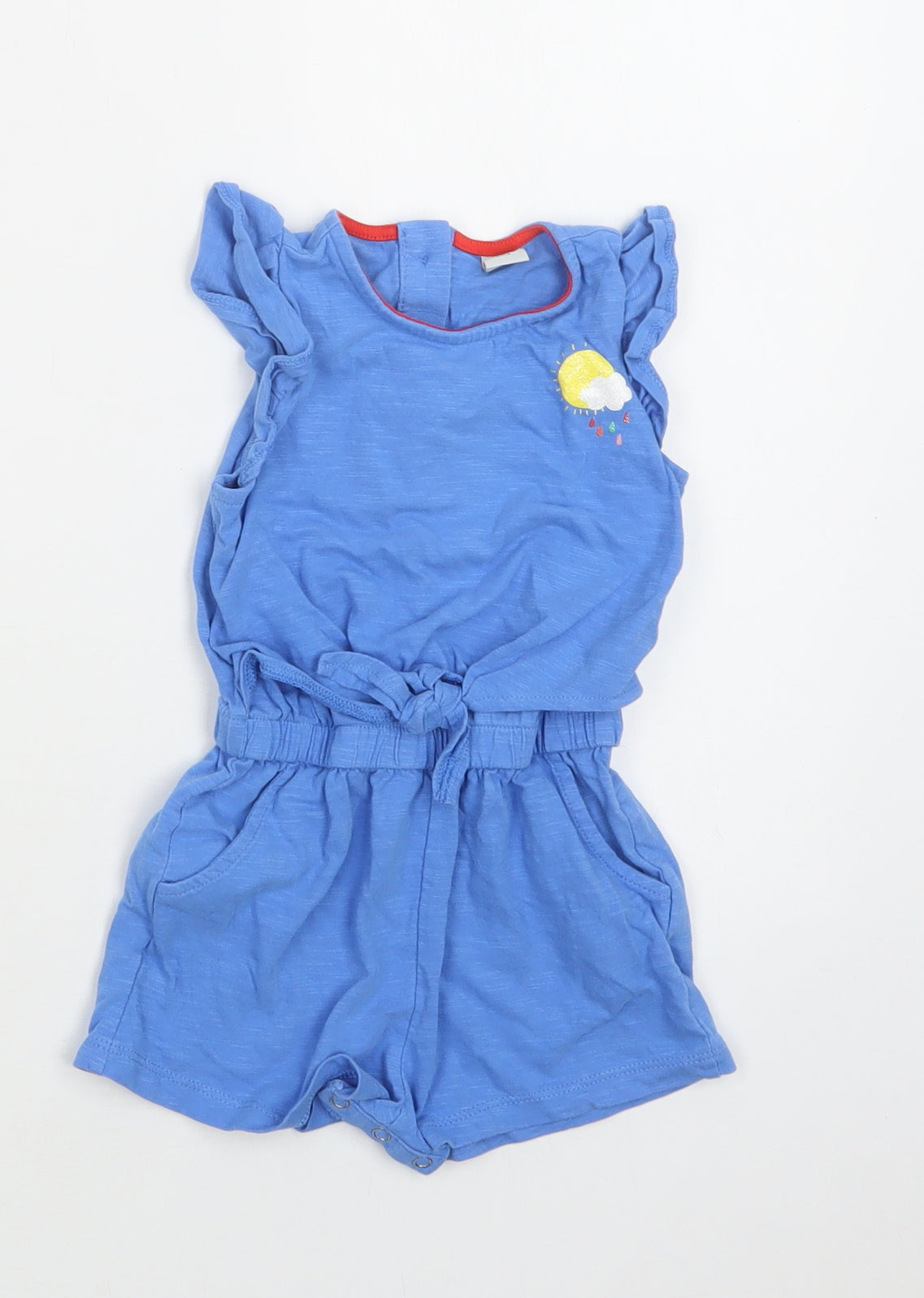 TU Baby Blue  Cotton Romper One-Piece Size 9-12 Months  Snap