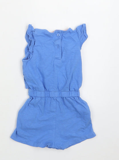 TU Baby Blue  Cotton Romper One-Piece Size 9-12 Months  Snap