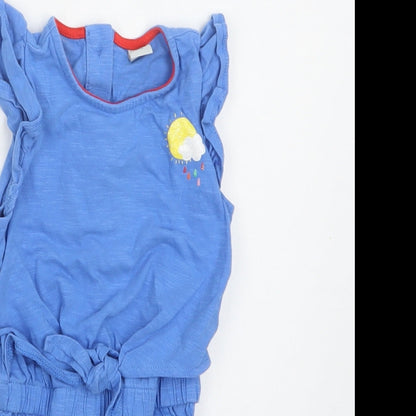 TU Baby Blue  Cotton Romper One-Piece Size 9-12 Months  Snap