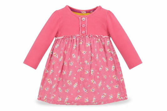 Mothercare Baby Pink Floral Cotton A-Line  Size 9-12 Months  Crew Neck Snap