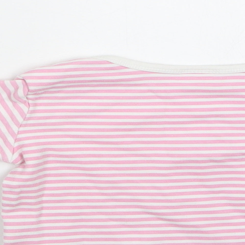 F&F Baby Pink Striped Cotton Basic Blouse Size 12-18 Months Crew Neck  - Ladybug