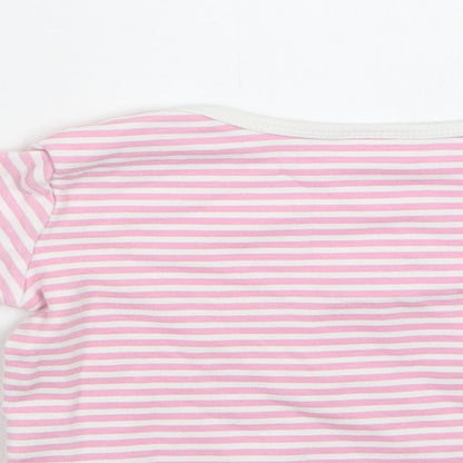 F&F Baby Pink Striped Cotton Basic Blouse Size 12-18 Months Crew Neck  - Ladybug