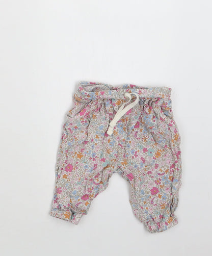 NEXT Baby Multicoloured Floral Viscose Jogger Trousers Size 3-6 Months  Drawstring