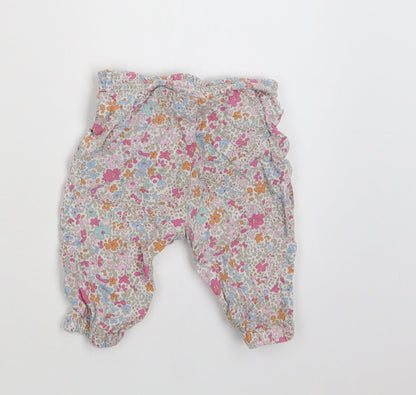 NEXT Baby Multicoloured Floral Viscose Jogger Trousers Size 3-6 Months  Drawstring