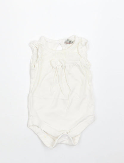 TU Baby White  Cotton Romper One-Piece Size 0-3 Months  Snap
