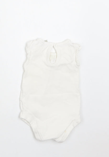 TU Baby White  Cotton Romper One-Piece Size 0-3 Months  Snap