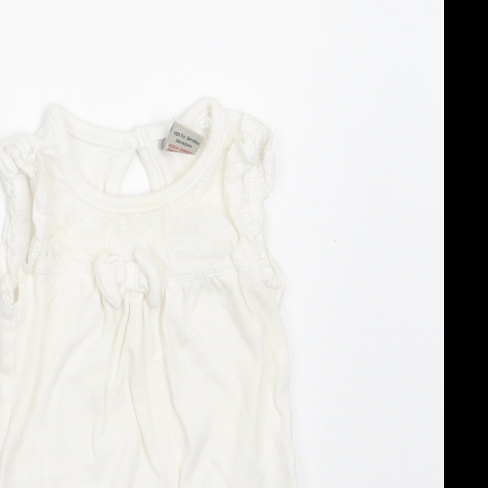 TU Baby White  Cotton Romper One-Piece Size 0-3 Months  Snap