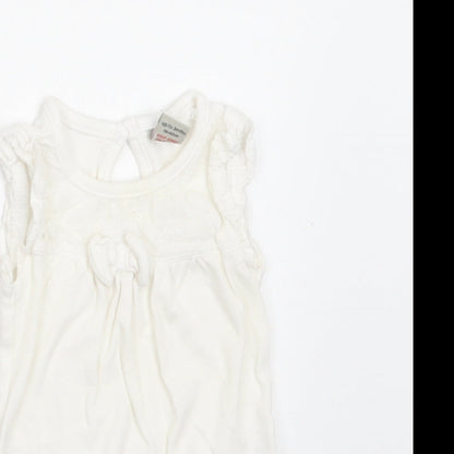 TU Baby White  Cotton Romper One-Piece Size 0-3 Months  Snap