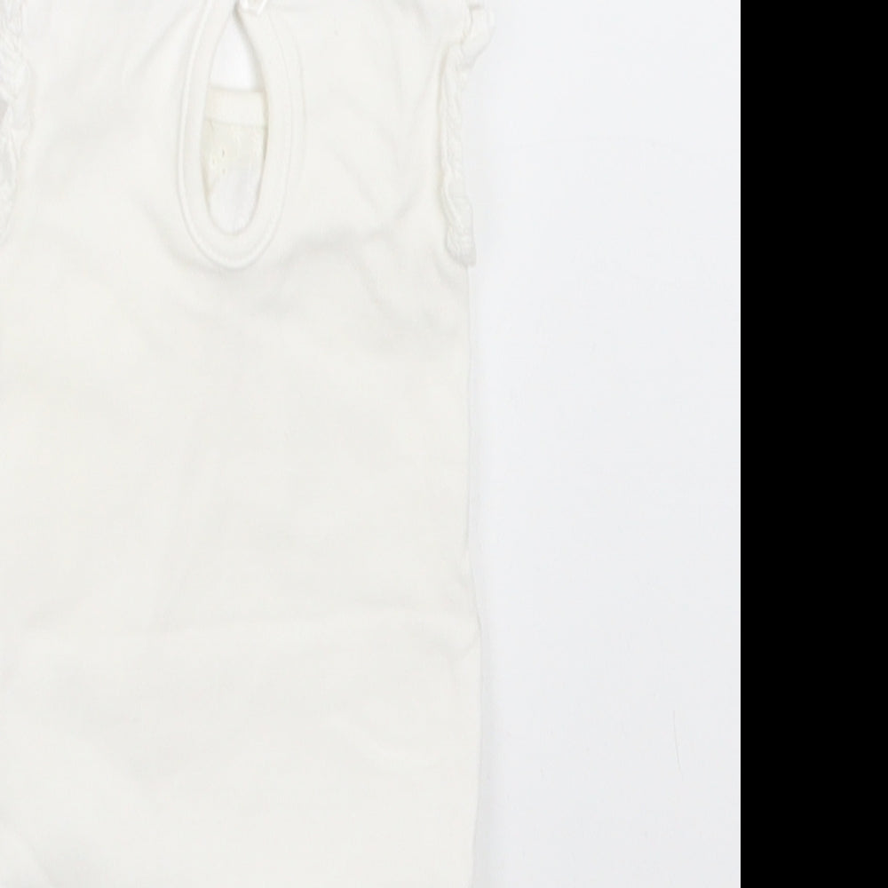 TU Baby White  Cotton Romper One-Piece Size 0-3 Months  Snap