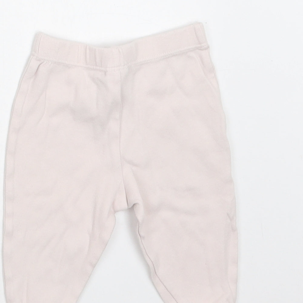 M&S Baby Pink  Cotton Jogger Trousers Size 3-6 Months