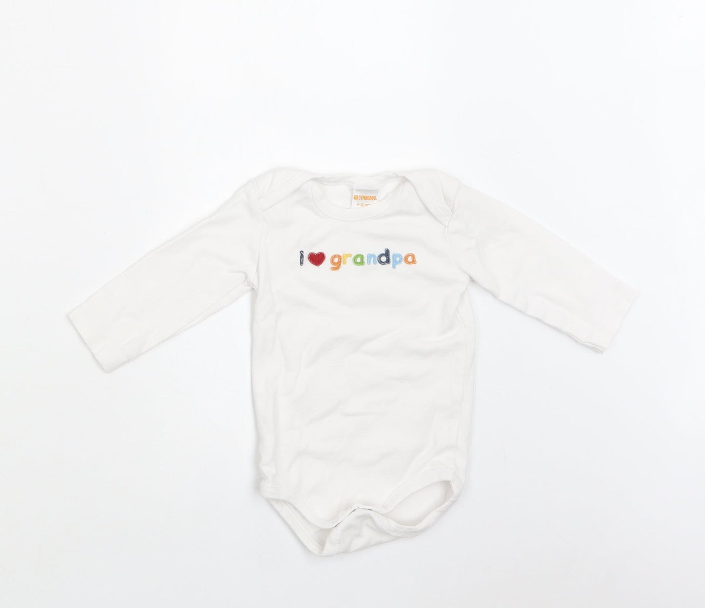 Gymboree Baby White  Cotton Romper One-Piece Size 6-9 Months  Snap - I Love Grandpa