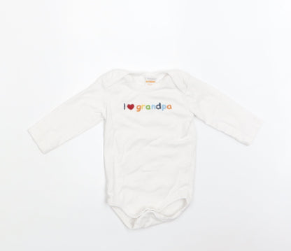 Gymboree Baby White  Cotton Romper One-Piece Size 6-9 Months  Snap - I Love Grandpa