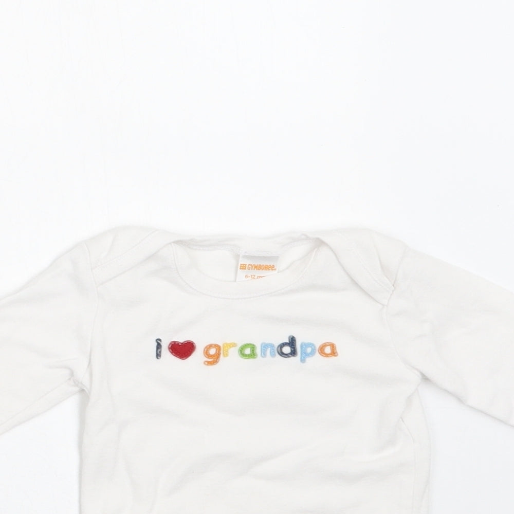 Gymboree Baby White  Cotton Romper One-Piece Size 6-9 Months  Snap - I Love Grandpa