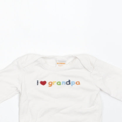 Gymboree Baby White  Cotton Romper One-Piece Size 6-9 Months  Snap - I Love Grandpa