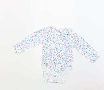 M&S Baby White Floral Cotton Romper One-Piece Size 3-6 Months  Snap