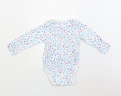 M&S Baby White Floral Cotton Romper One-Piece Size 3-6 Months  Snap