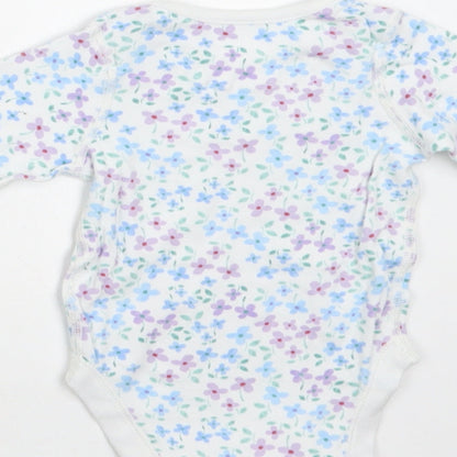M&S Baby White Floral Cotton Romper One-Piece Size 3-6 Months  Snap