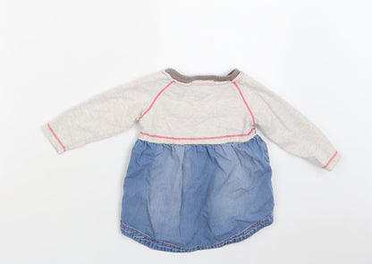 NEXT Baby Blue  Cotton A-Line  Size 9-12 Months  Crew Neck  - Cat