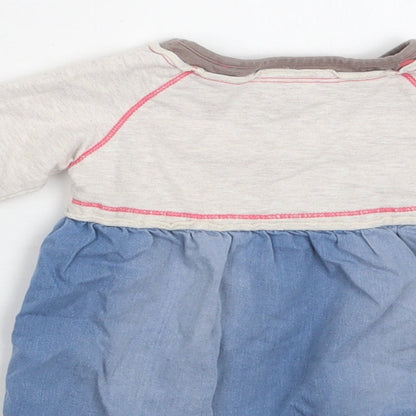 NEXT Baby Blue  Cotton A-Line  Size 9-12 Months  Crew Neck  - Cat