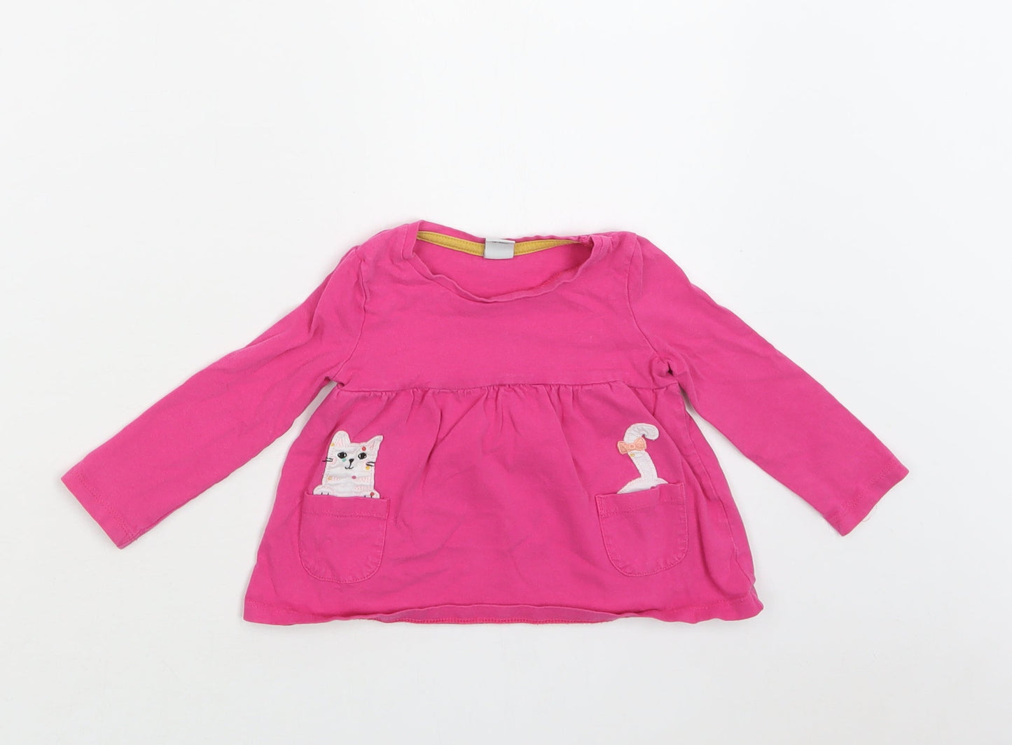 TU Baby Pink  Cotton Basic Blouse Size 9-12 Months Crew Neck  - Cat