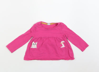 TU Baby Pink  Cotton Basic Blouse Size 9-12 Months Crew Neck  - Cat