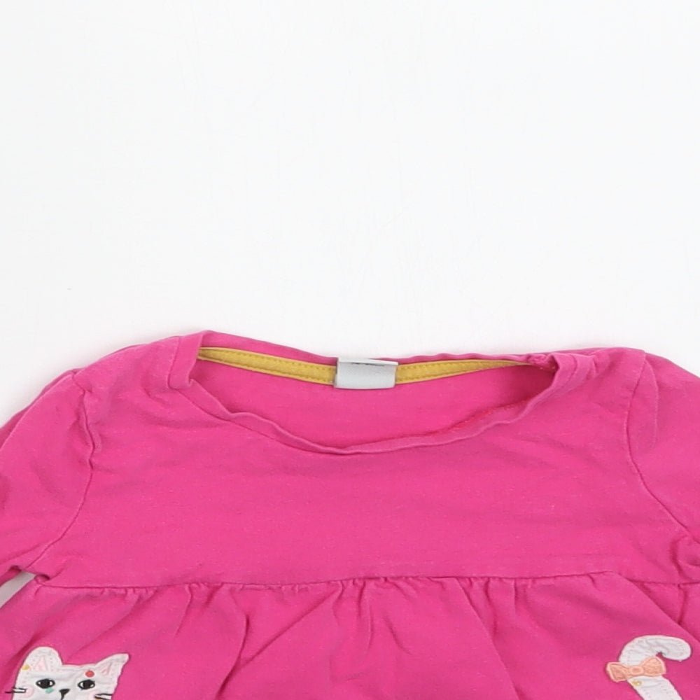 TU Baby Pink  Cotton Basic Blouse Size 9-12 Months Crew Neck  - Cat
