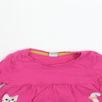 TU Baby Pink  Cotton Basic Blouse Size 9-12 Months Crew Neck  - Cat