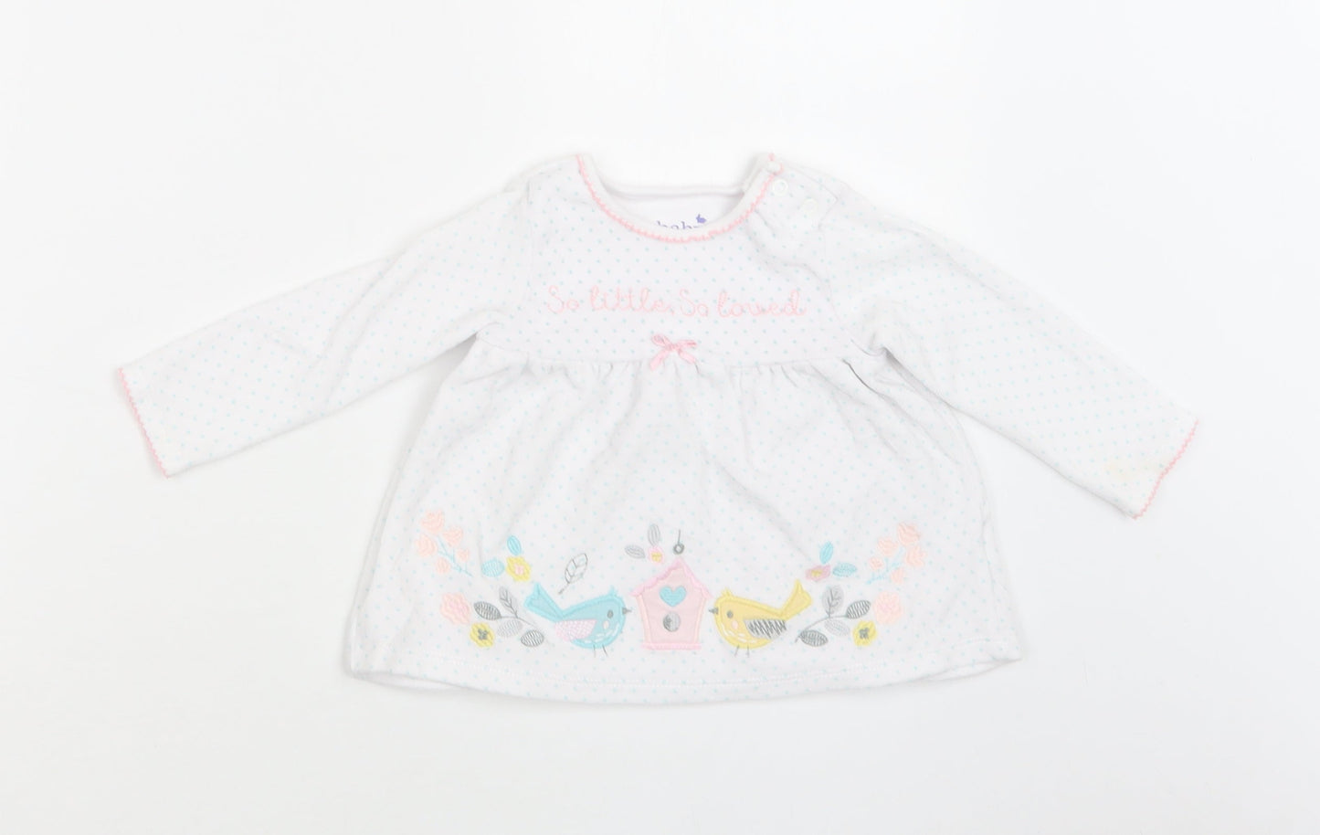 m & cO Baby White Polka Dot Cotton Fit & Flare  Size 9-12 Months  Crew Neck Snap