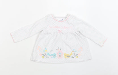 m & cO Baby White Polka Dot Cotton Fit & Flare  Size 9-12 Months  Crew Neck Snap