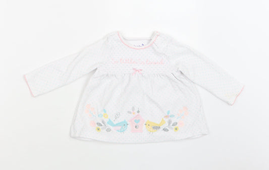 m & cO Baby White Polka Dot Cotton Fit & Flare  Size 9-12 Months  Crew Neck Snap