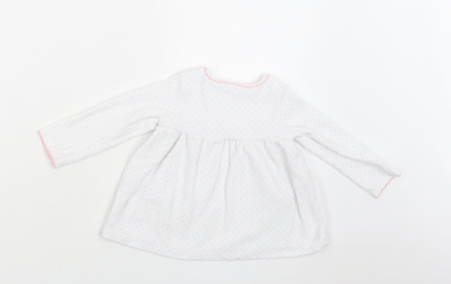 m & cO Baby White Polka Dot Cotton Fit & Flare  Size 9-12 Months  Crew Neck Snap