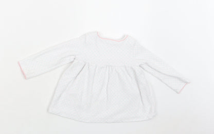 m & cO Baby White Polka Dot Cotton Fit & Flare  Size 9-12 Months  Crew Neck Snap