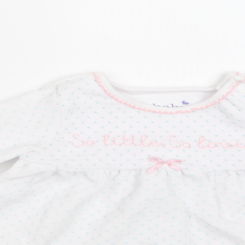 m & cO Baby White Polka Dot Cotton Fit & Flare  Size 9-12 Months  Crew Neck Snap
