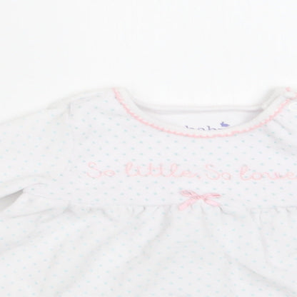 m & cO Baby White Polka Dot Cotton Fit & Flare  Size 9-12 Months  Crew Neck Snap