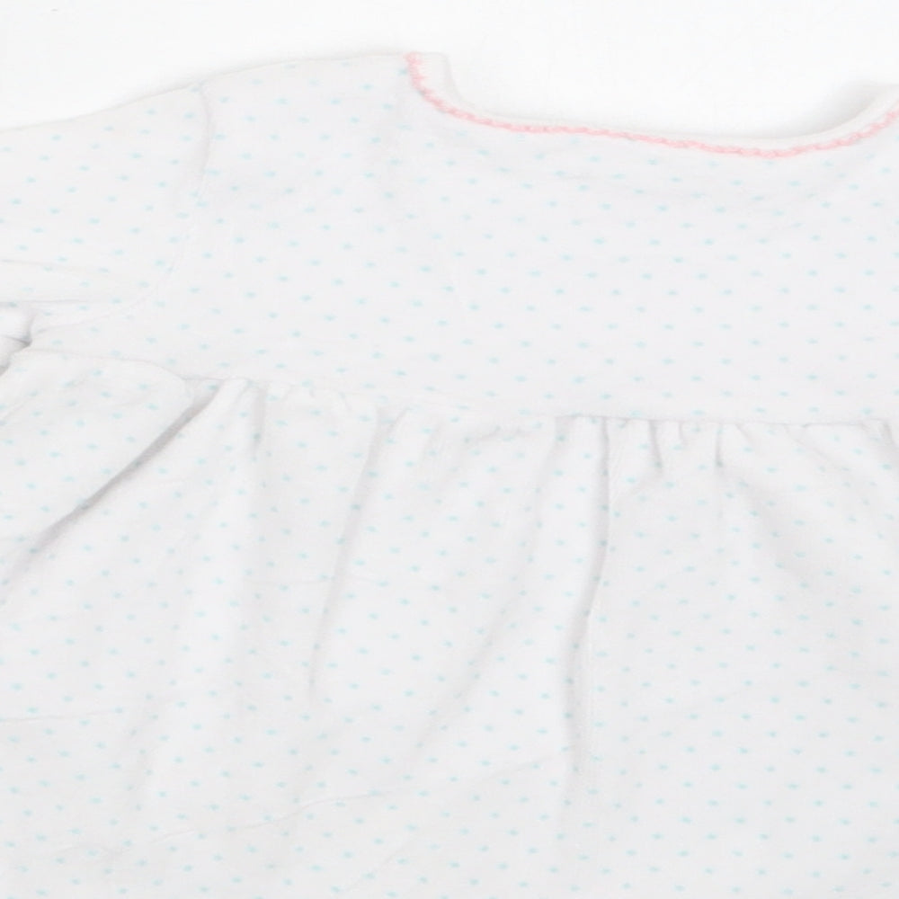 m & cO Baby White Polka Dot Cotton Fit & Flare  Size 9-12 Months  Crew Neck Snap
