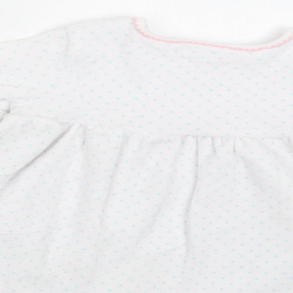 m & cO Baby White Polka Dot Cotton Fit & Flare  Size 9-12 Months  Crew Neck Snap