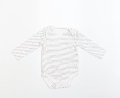 TU Baby White Striped Cotton Romper One-Piece Size 9-12 Months  Snap