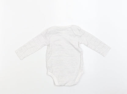 TU Baby White Striped Cotton Romper One-Piece Size 9-12 Months  Snap