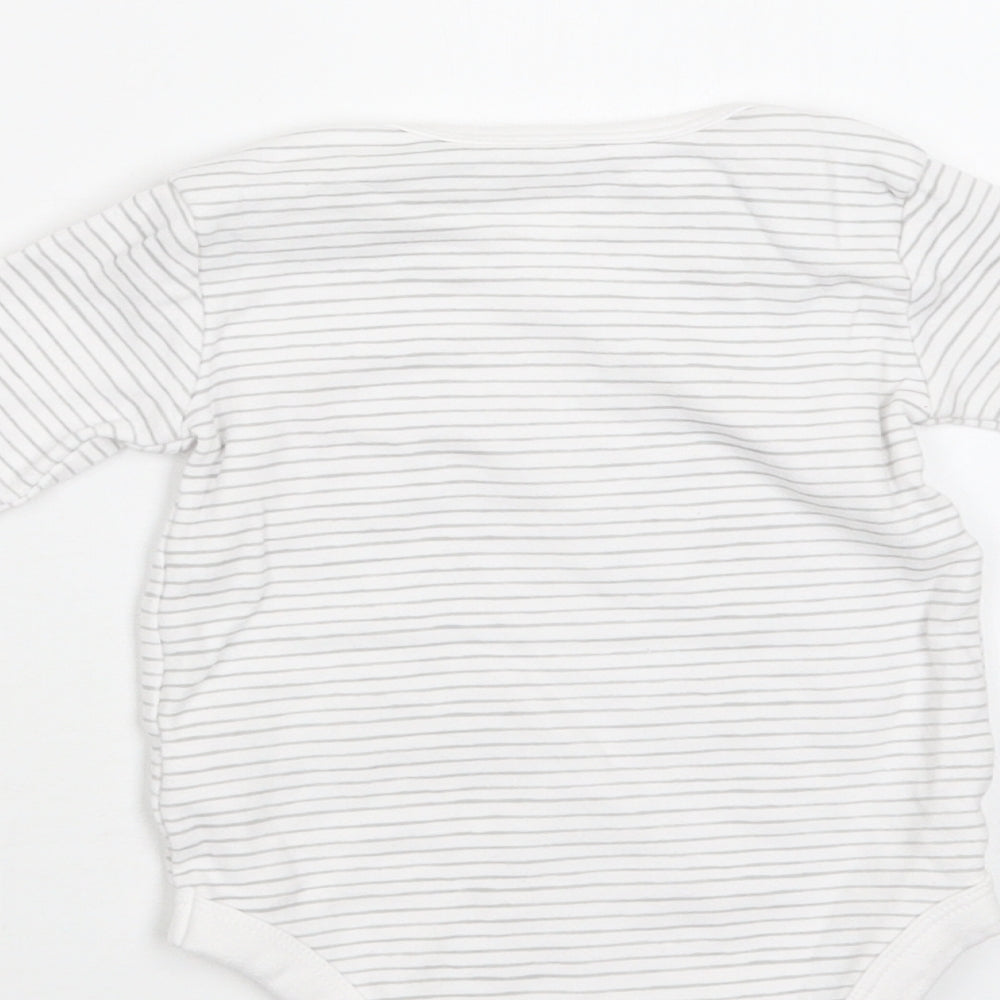 TU Baby White Striped Cotton Romper One-Piece Size 9-12 Months  Snap