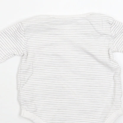 TU Baby White Striped Cotton Romper One-Piece Size 9-12 Months  Snap